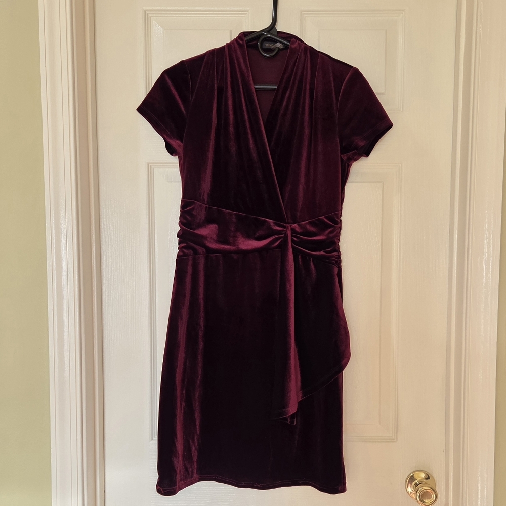 THML - Velvet, Faux Wrap Dress